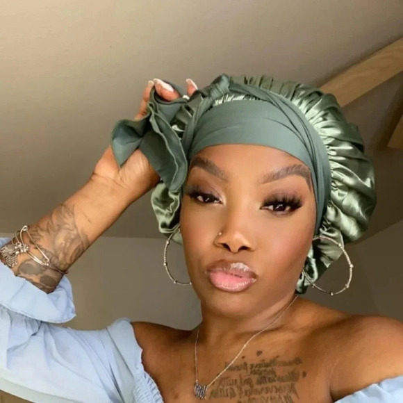 Yanibest Satin Bonnet Silk Bonnet For Sleeping Hair Bonnet With Tie Band Head - Picture 8 of 12